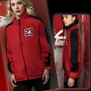 ^23^ (RED-BLACK) LUX ZIP UP TRACK JACKETS (CUT & SEW)