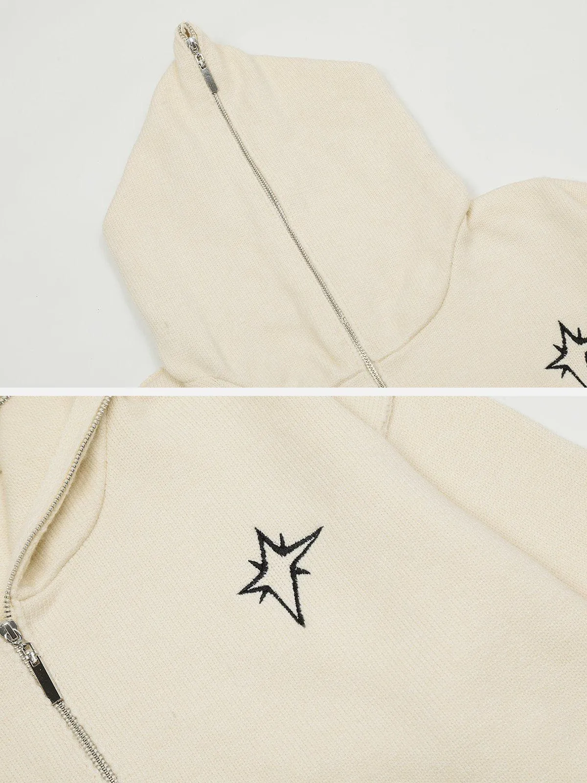 Aelfric Eden Long ZIP UP Star Embroidery Knit Hoodie