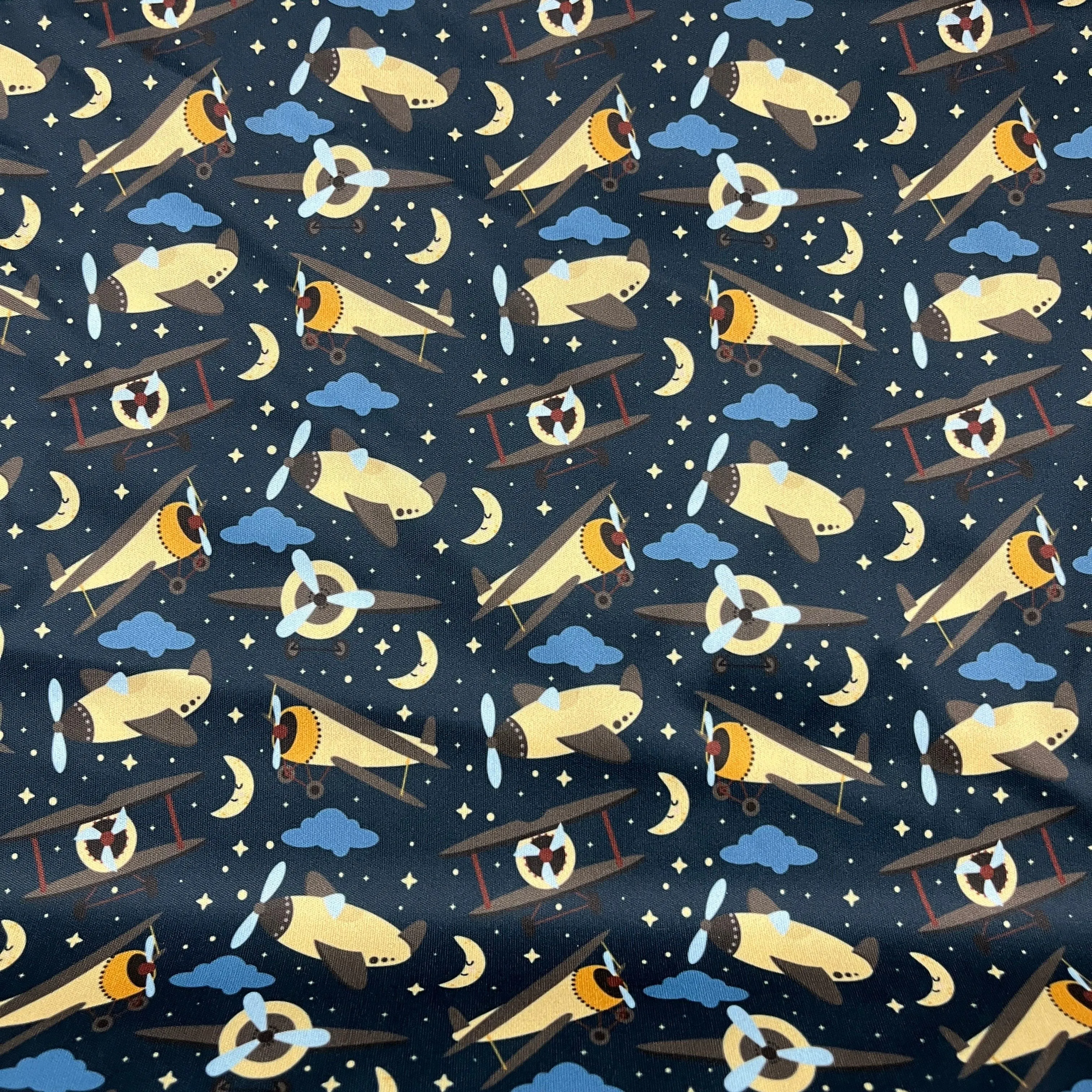 Airplanes at Night 1 mil PUL Fabric - Made in the USA