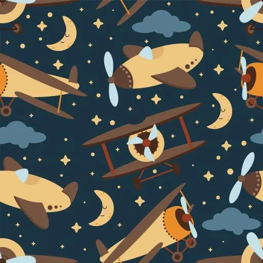 Airplanes at Night 1 mil PUL Fabric - Made in the USA