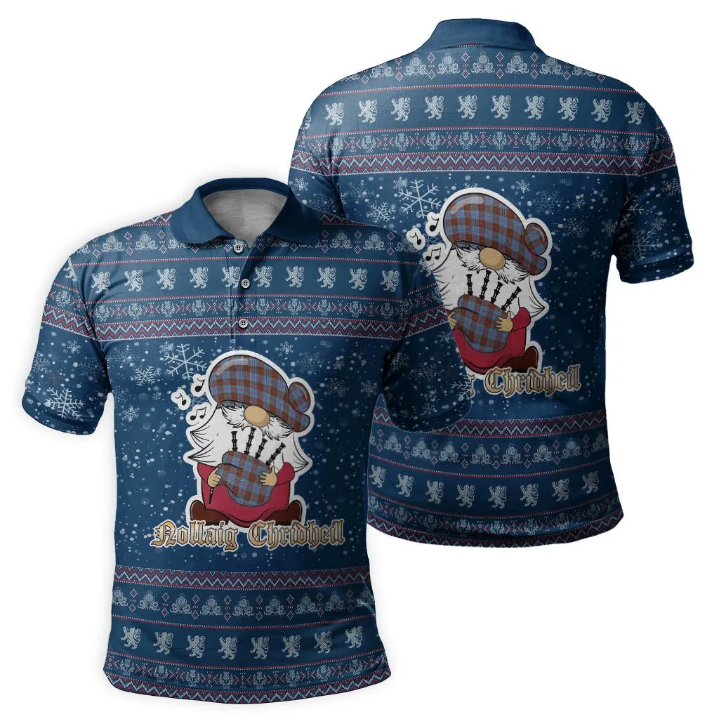 Anderson Modern Clan Christmas Family Polo Shirt with Funny Gnome Playing Bagpipes