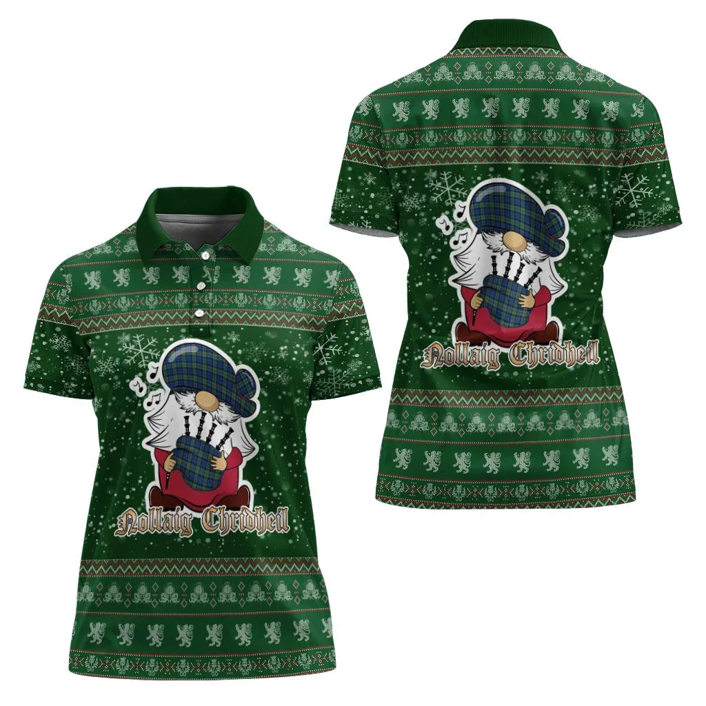 Baird Ancient Clan Christmas Family Polo Shirt with Funny Gnome Playing Bagpipes