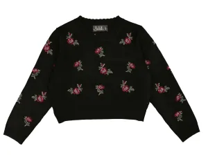 Belati Black Cross-Stitch Embroidered Sweater