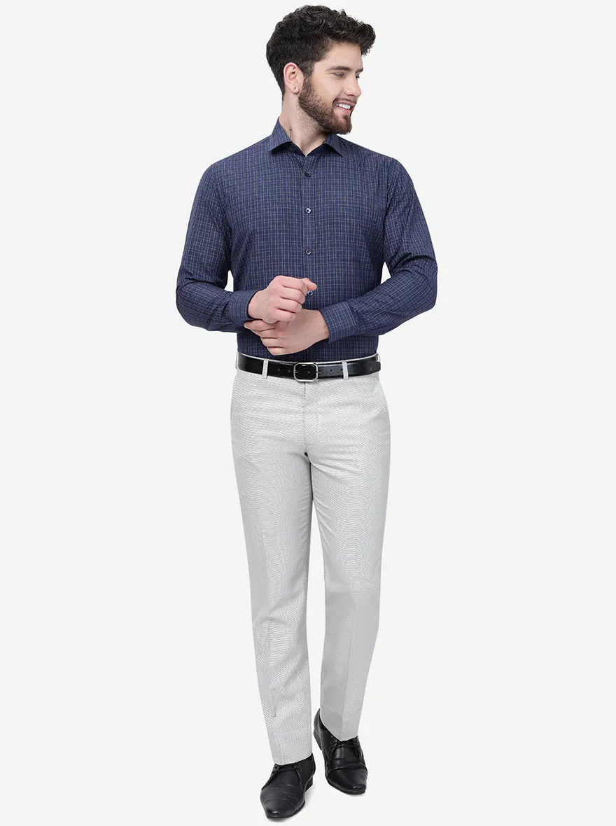 Blue Checked Slim Fit Formal Shirt | Greenfibre