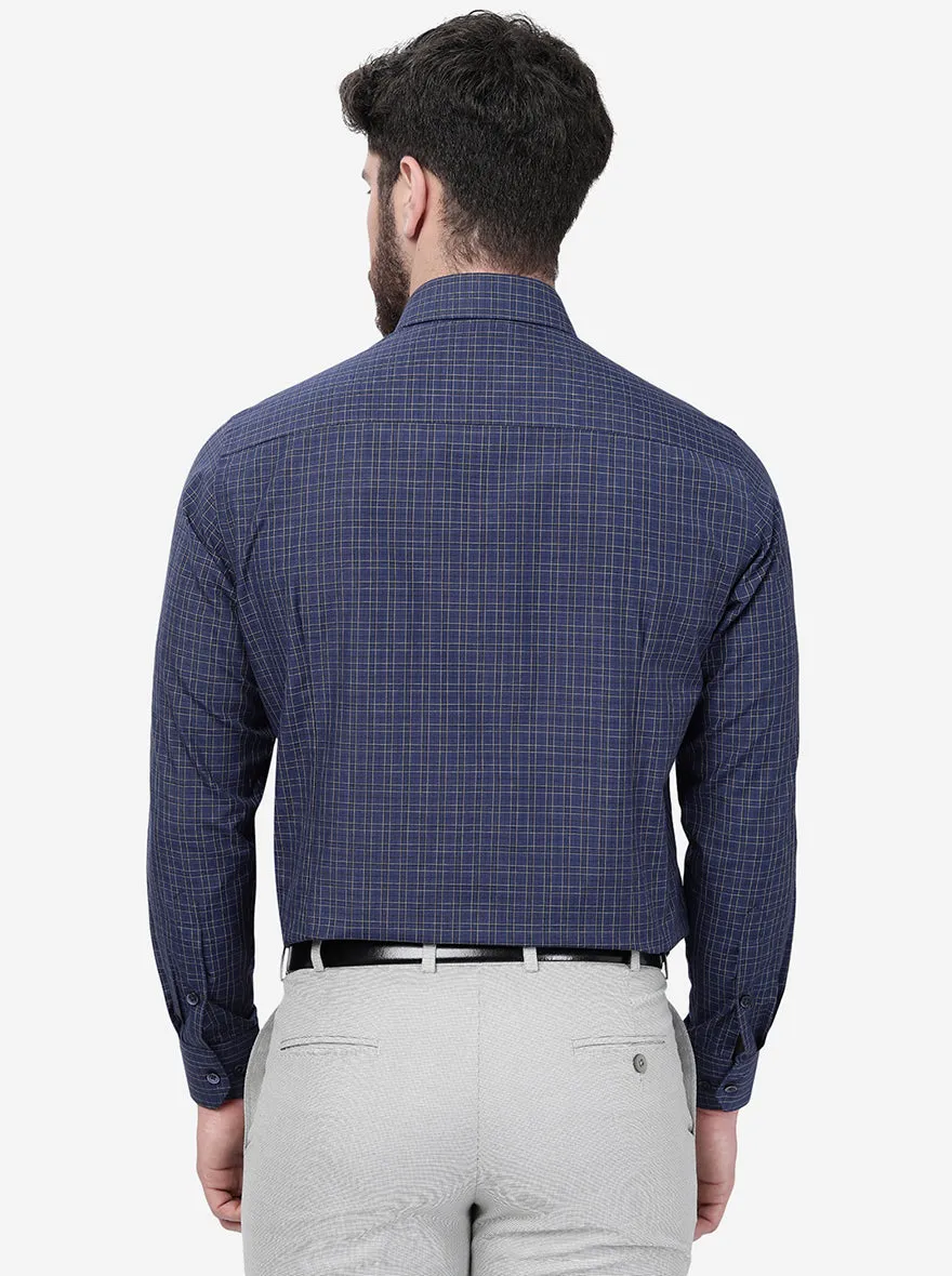 Blue Checked Slim Fit Formal Shirt | Greenfibre