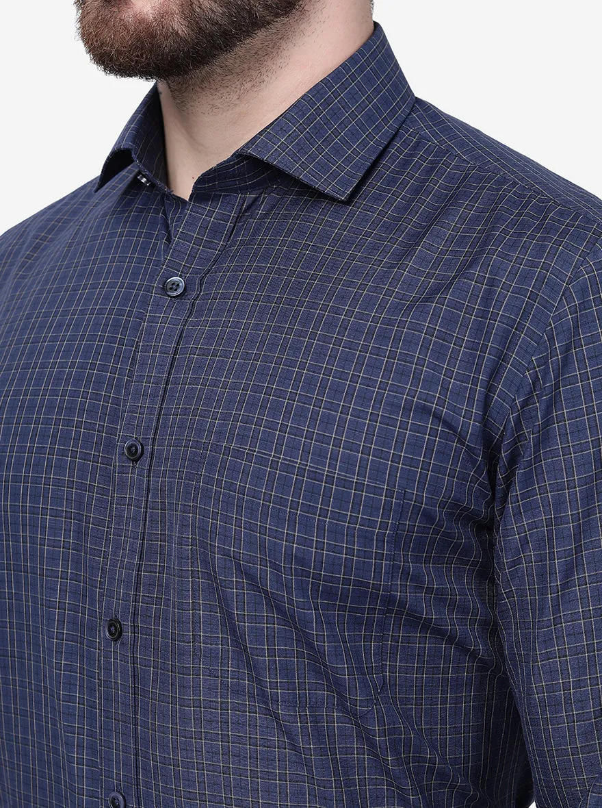 Blue Checked Slim Fit Formal Shirt | Greenfibre