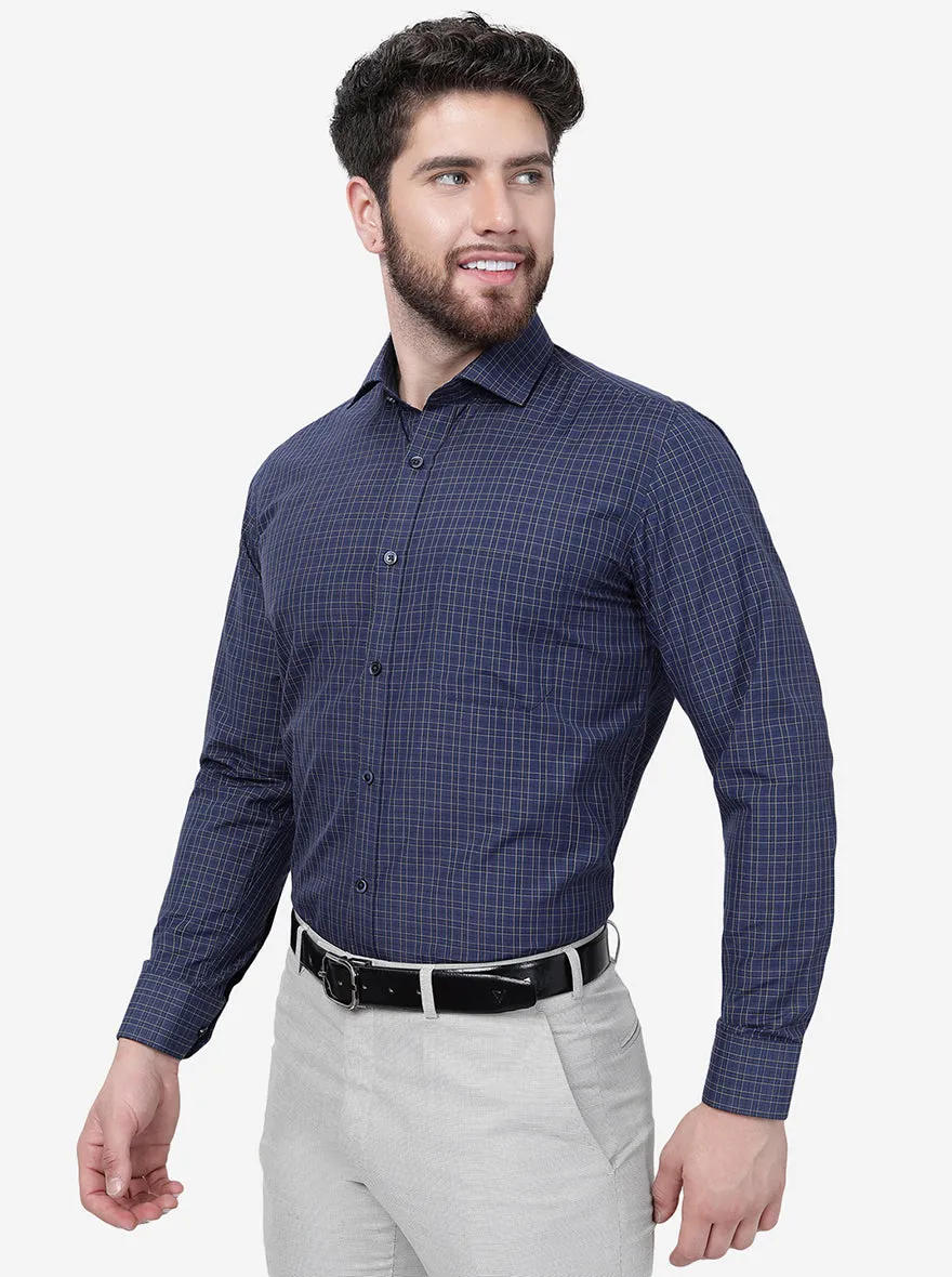 Blue Checked Slim Fit Formal Shirt | Greenfibre