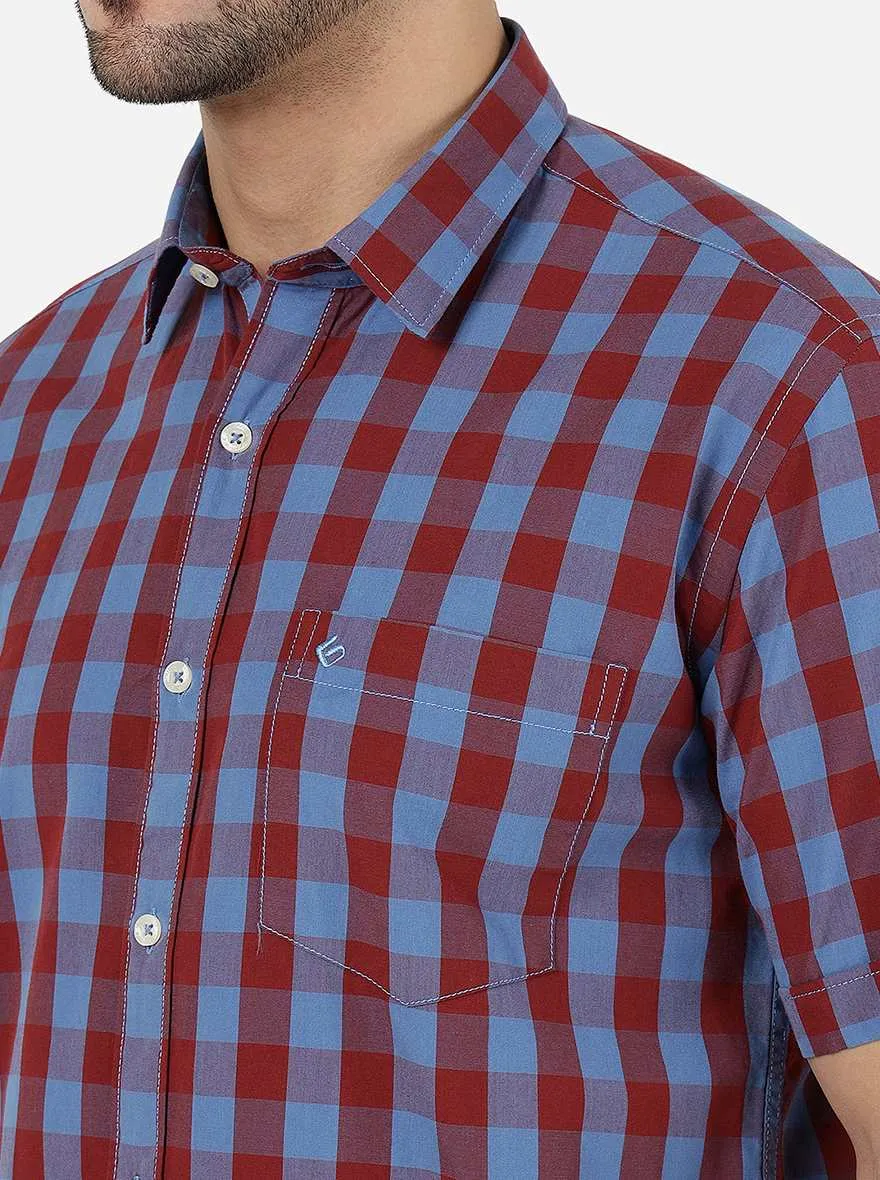 Bonnie Blue Checked Smart Fit Semi Casual Shirt | Greenfibre