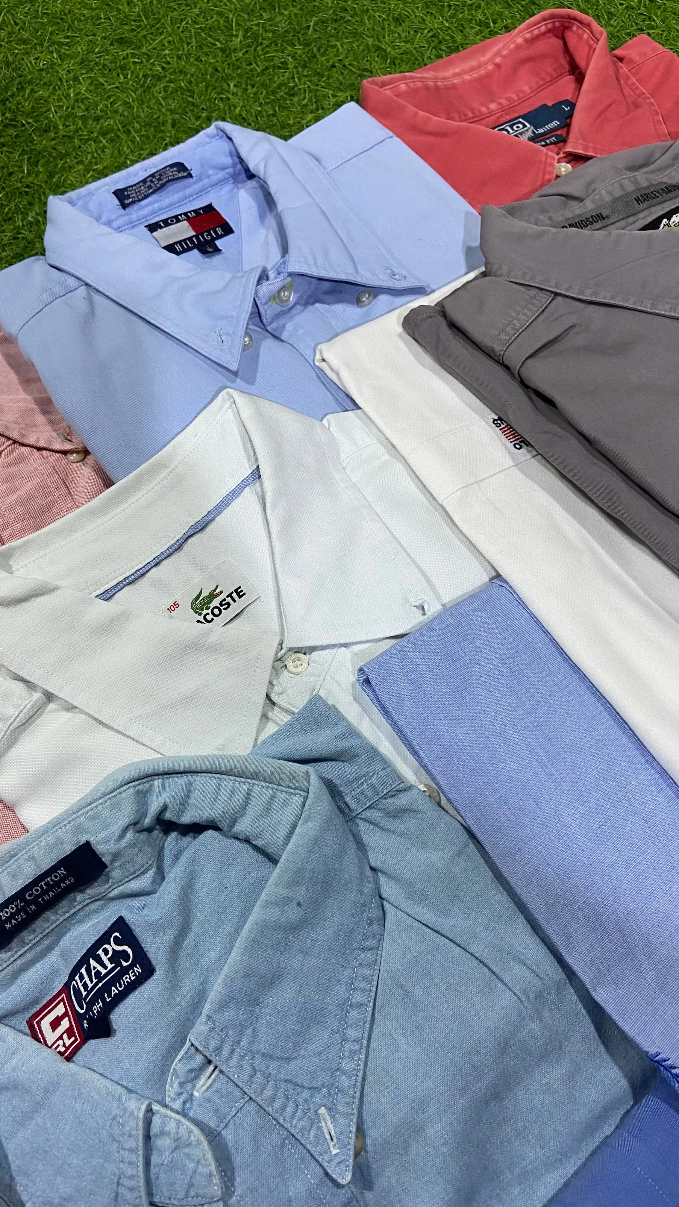 Branded Oxford Collar Shirts -20 pcs Including Polo Ralph Lauren Lacoste Harley Davidson Tommy Hilfiger and chaps