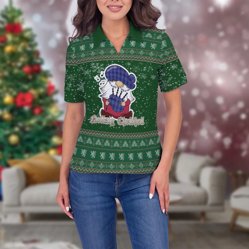 Bryson Clan Christmas Family Polo Shirt with Funny Gnome Playing Bagpipes