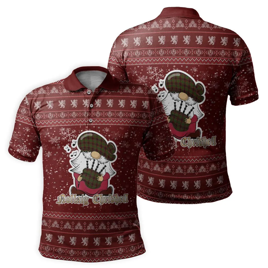 Buchan Clan Christmas Family Polo Shirt with Funny Gnome Playing Bagpipes