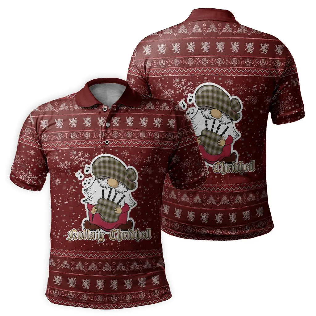 Buchanan Dress Clan Christmas Family Polo Shirt with Funny Gnome Playing Bagpipes