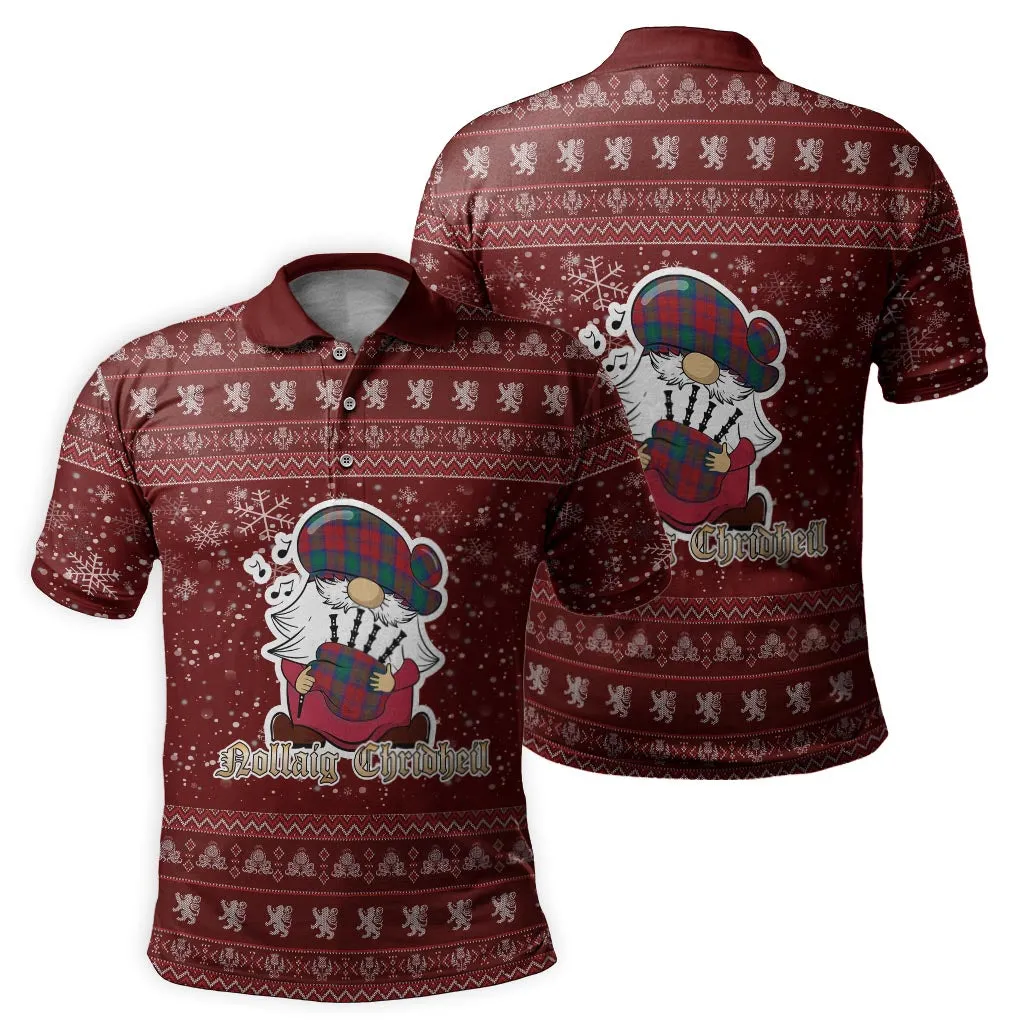 Byres (Byses) Clan Christmas Family Polo Shirt with Funny Gnome Playing Bagpipes