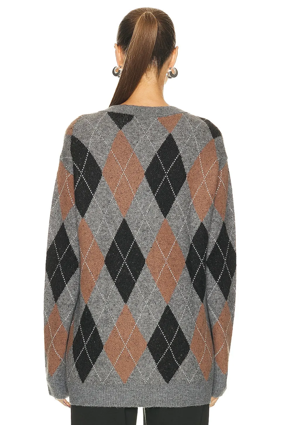 Cardigan Wao Argyle Sweater, gray & black