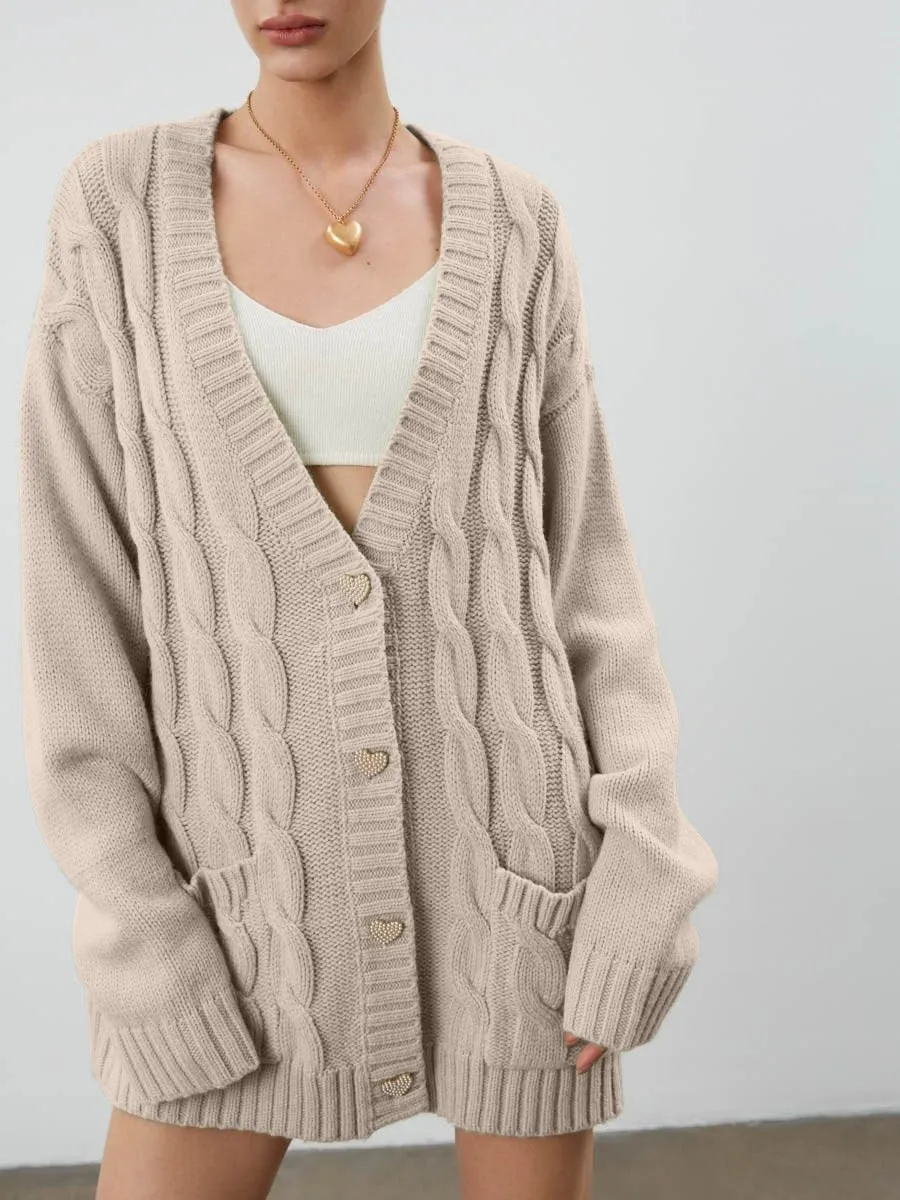 Casual Loose Knitted Women Fall Cardigan Overcoats