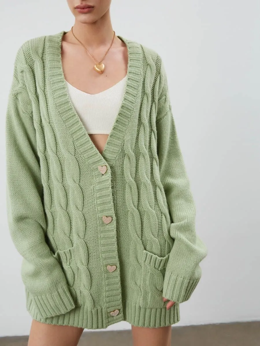 Casual Loose Knitted Women Fall Cardigan Overcoats