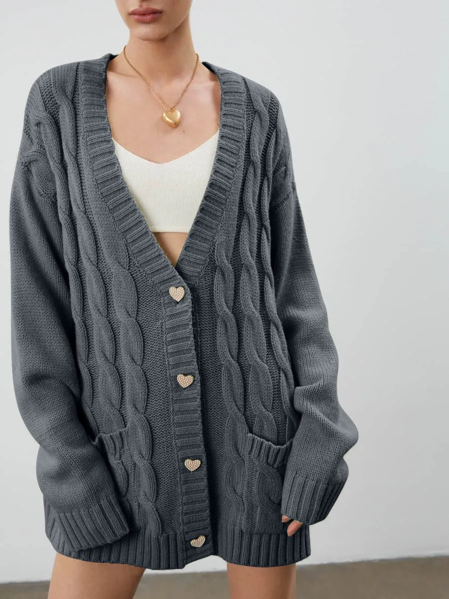 Casual Loose Knitted Women Fall Cardigan Overcoats