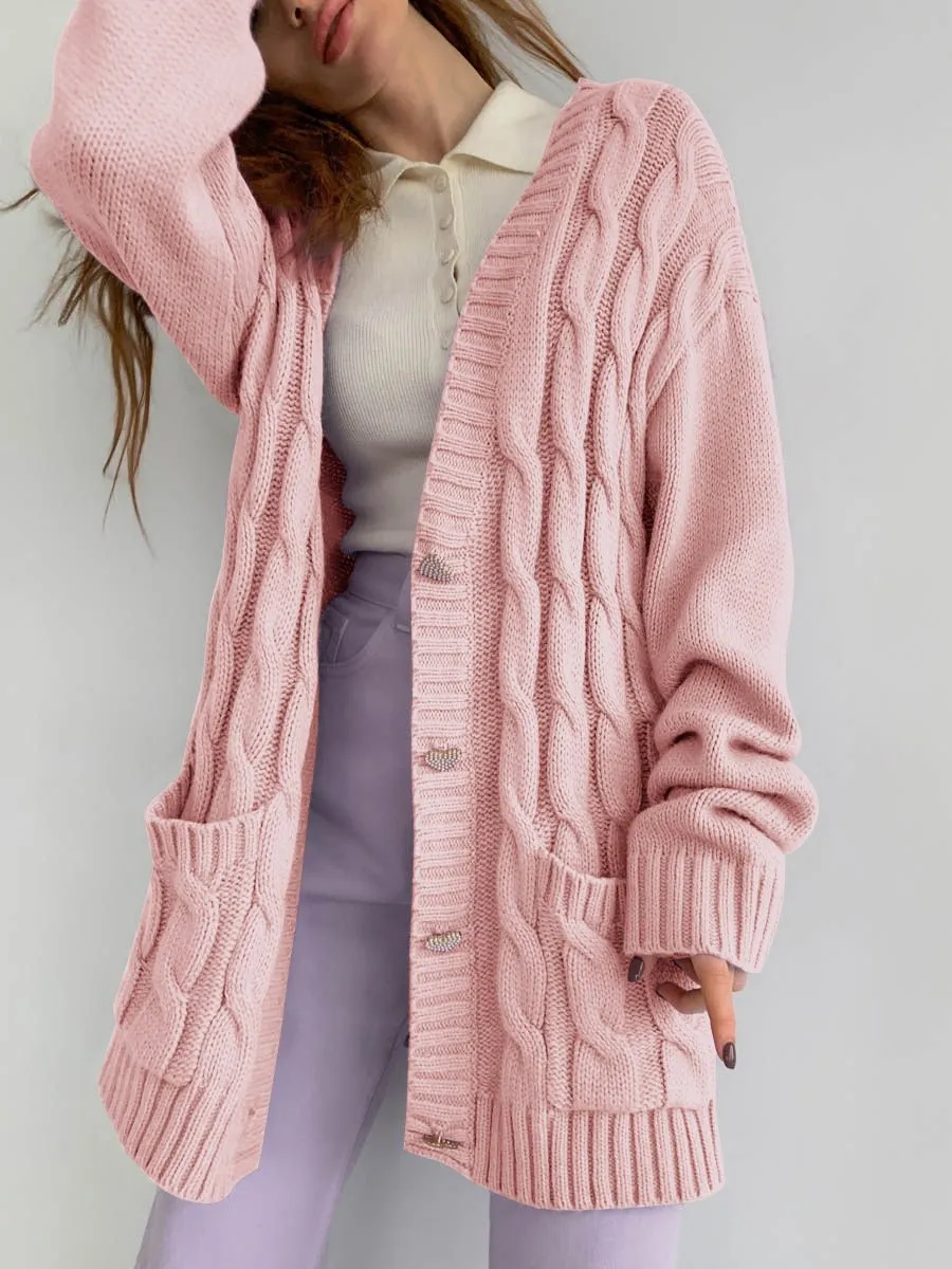 Casual Loose Knitted Women Fall Cardigan Overcoats