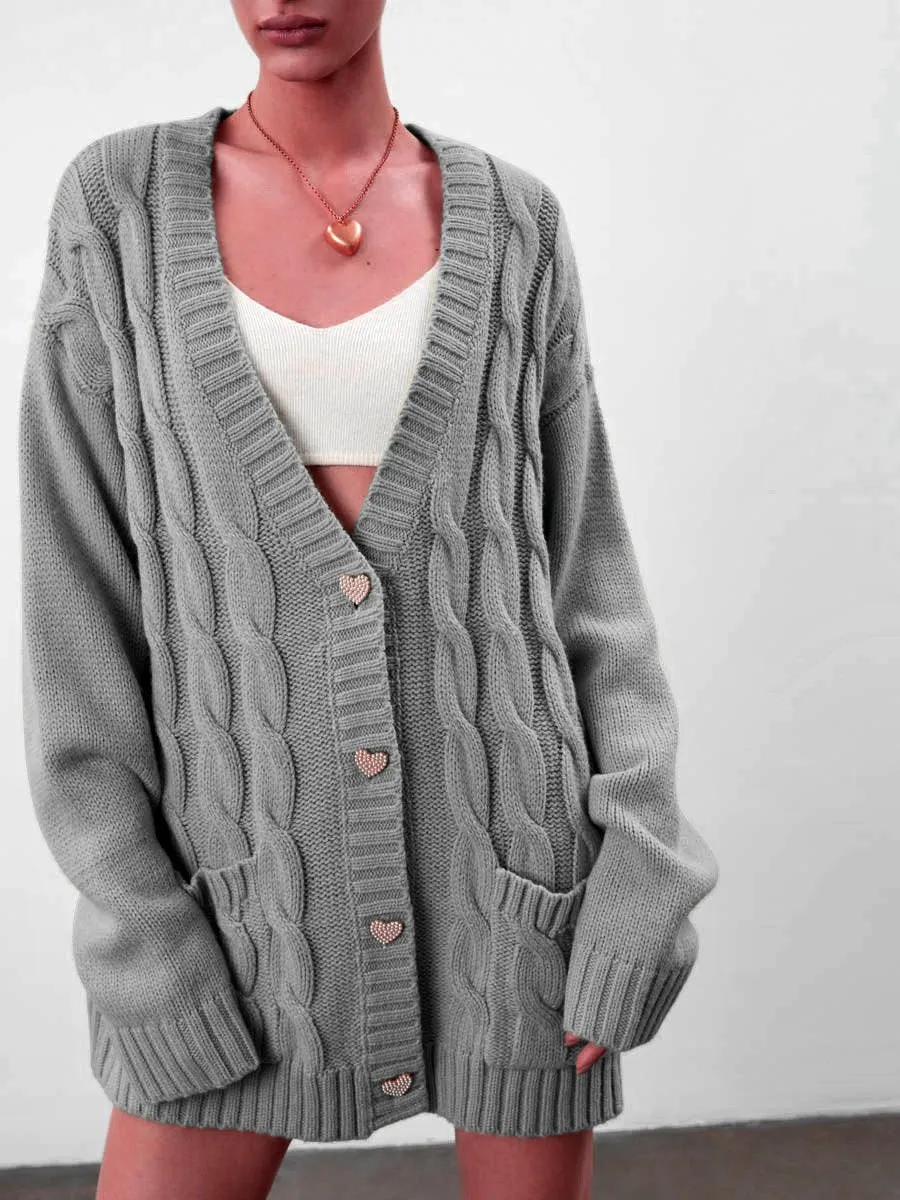 Casual Loose Knitted Women Fall Cardigan Overcoats