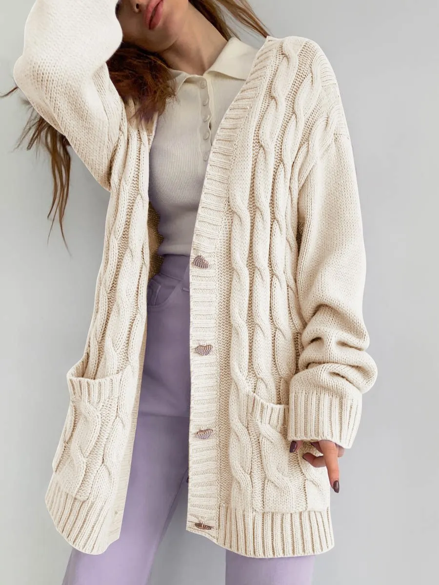 Casual Loose Knitted Women Fall Cardigan Overcoats