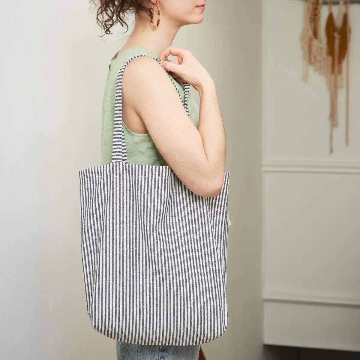 Central Standards Everyday Tote (Navy/Natural Stripe)