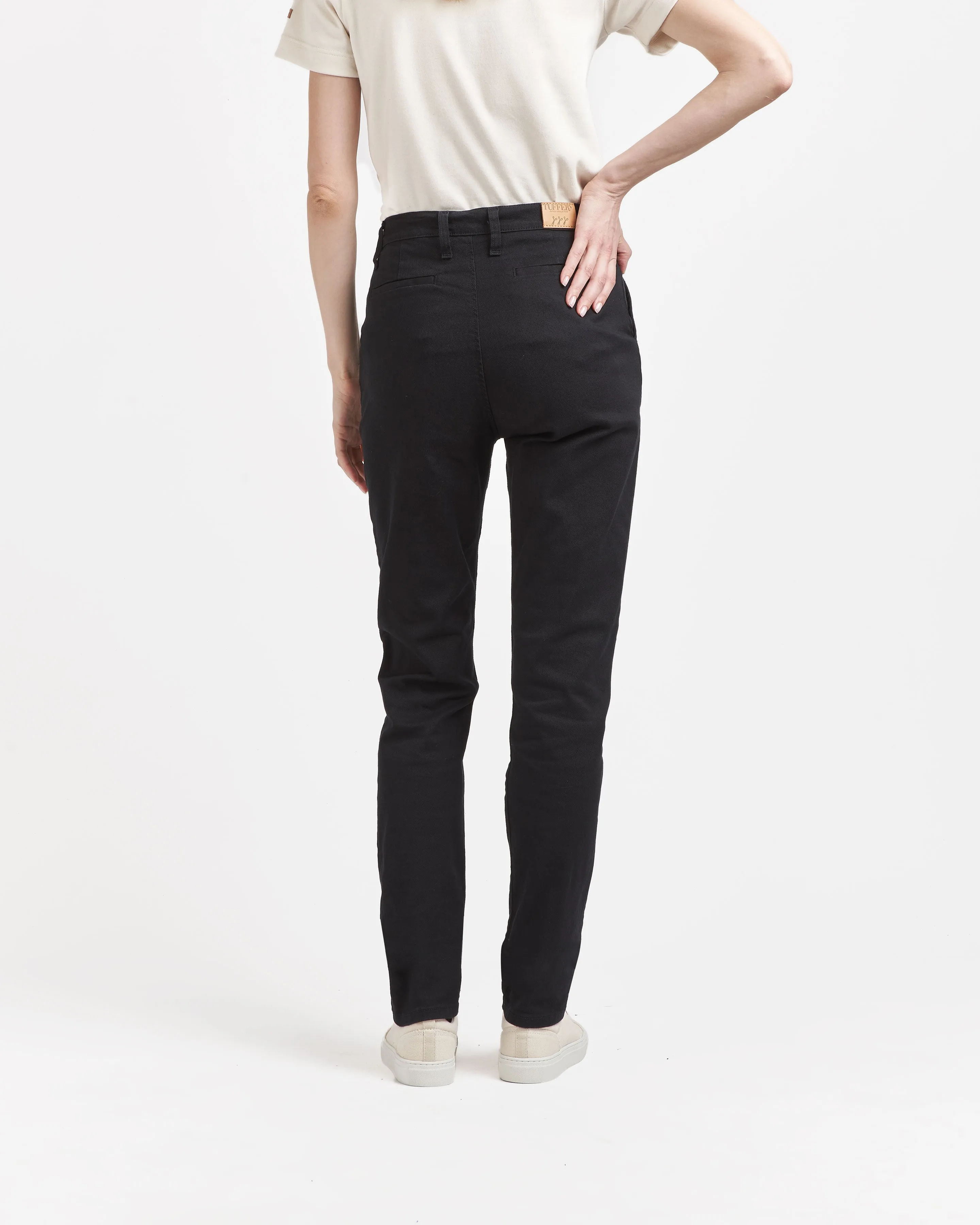 Chino femme ajusté taille haute Noir - Léonie