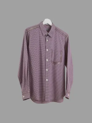 Comme des Garcons Homme 2003 purple white gingham taped seam shirt - size M