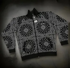 *CROOKS & CASTLES* (BLACK-PAISLEY) ~AOP~ ZIP UP TRACK JACKETS