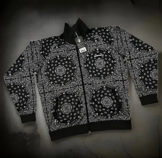 *CROOKS & CASTLES* (BLACK-PAISLEY) ~AOP~ ZIP UP TRACK JACKETS