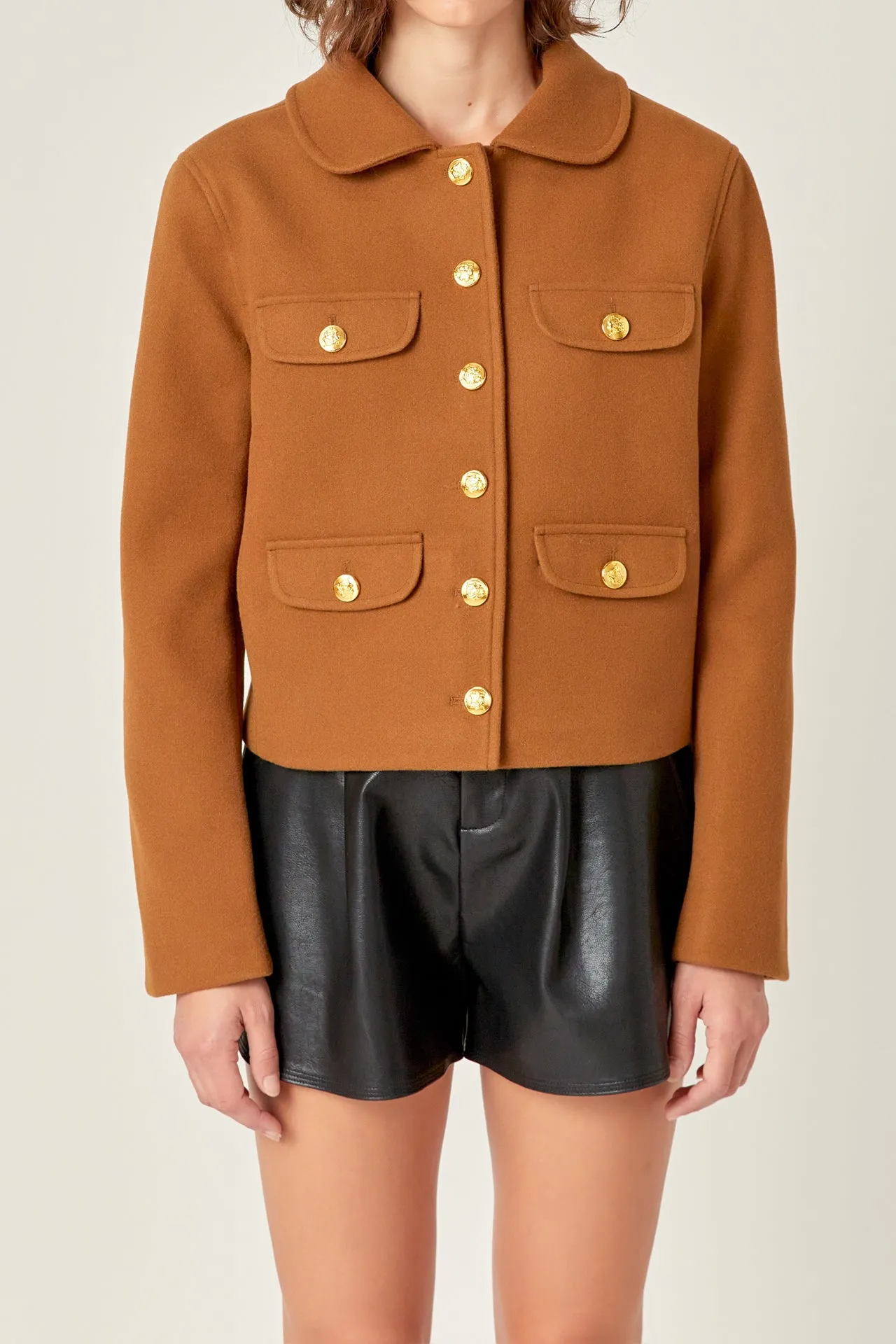 English Factory - Gold Button Pointed Wool Jacket