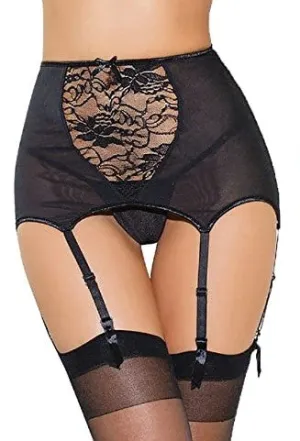 Estanla High-waisted Hollow-out Lace Garter Belt