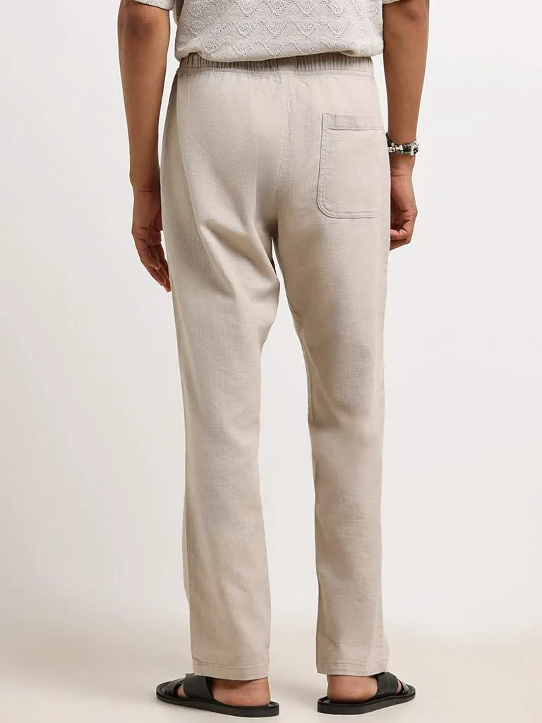 ETA Beige Mid-Rise Cotton Relaxed Fit Chinos