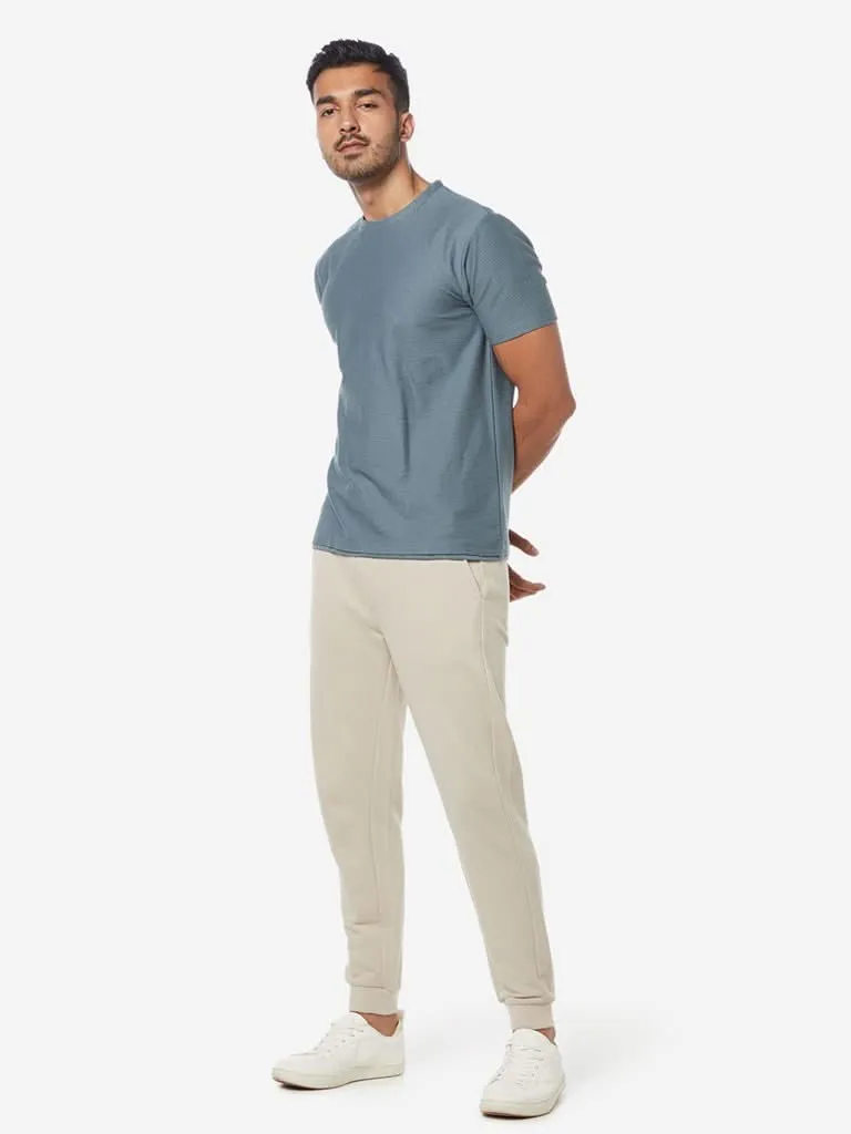 ETA Blue Textured Slim-Fit T-Shirt