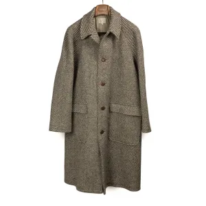 Exclusive Raglan coat in brown and cream donegal wool barleycorn