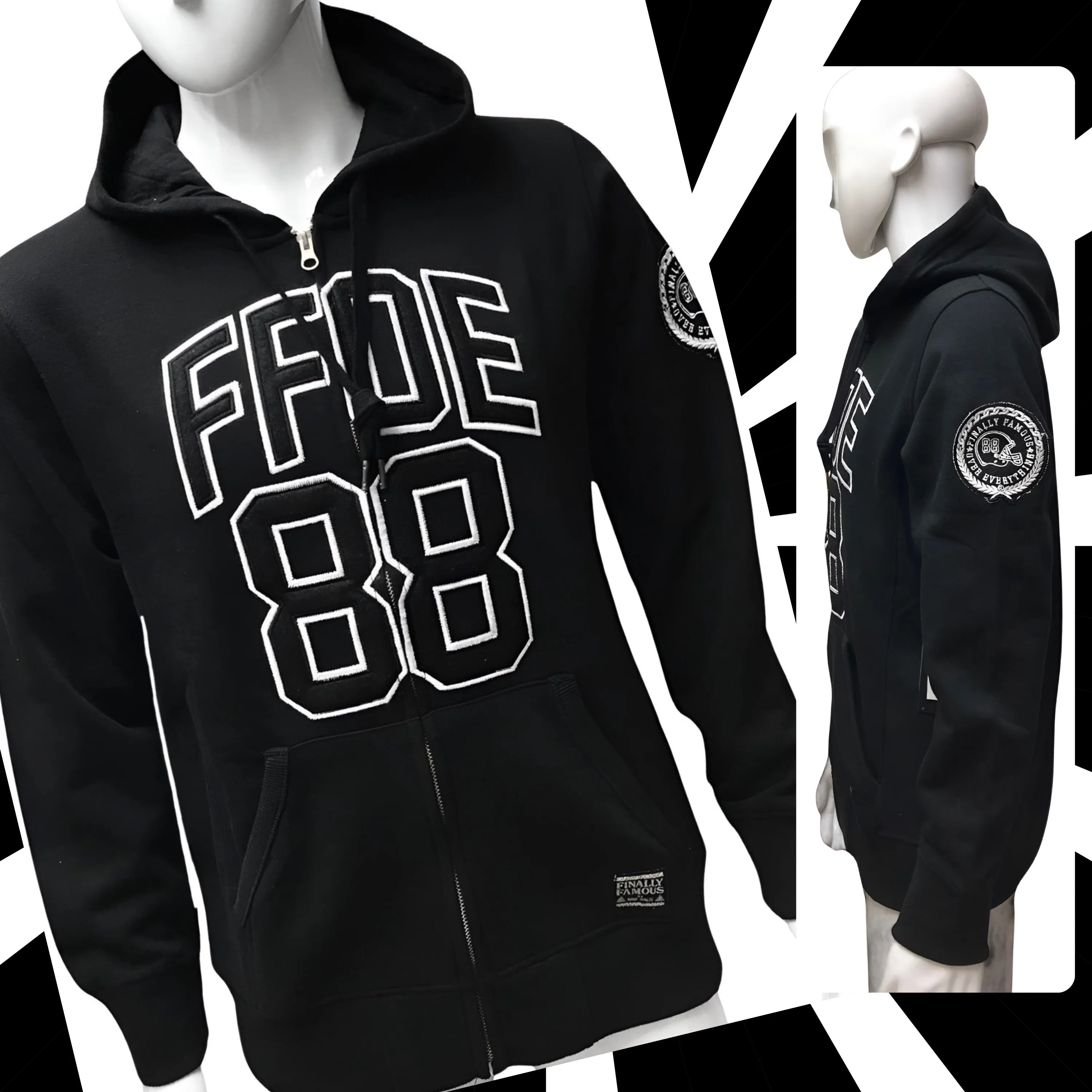 ^FINALLY FAMOUS^ (BLACK) ZIP UP HOODIE (MEDIUM)