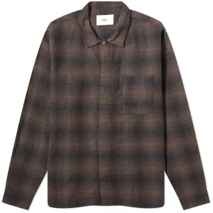 Folk Checked Patch Shirt, brown