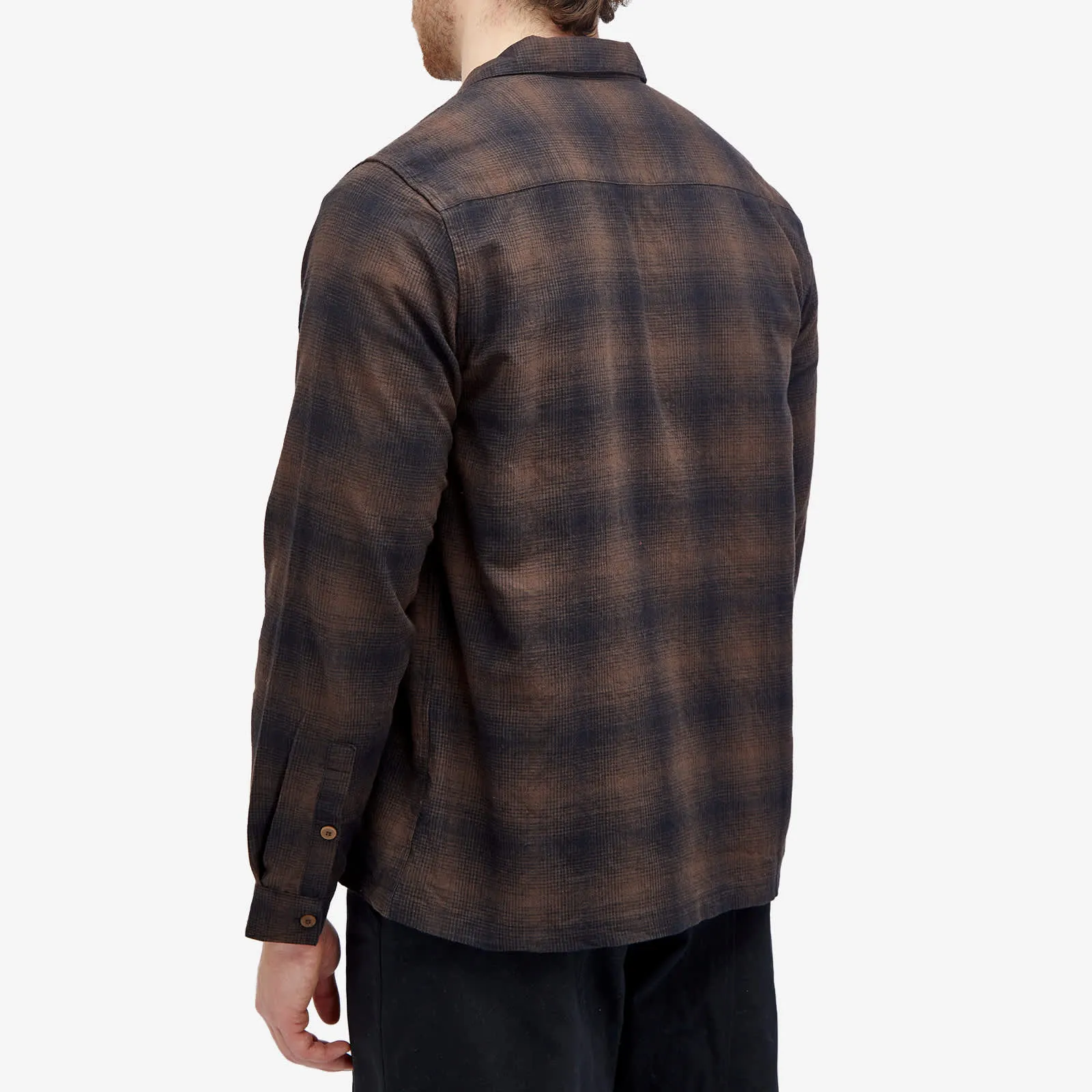 Folk Checked Patch Shirt, brown