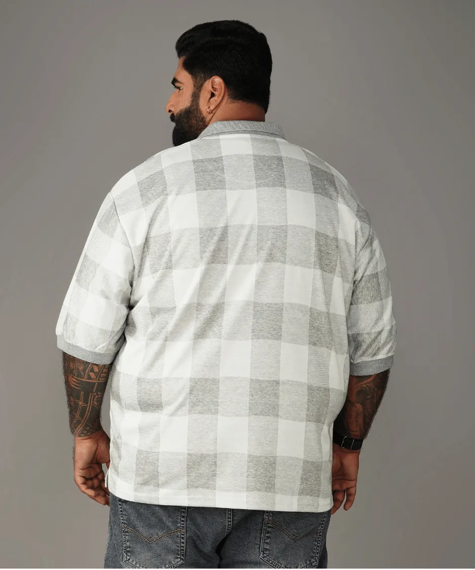 Grey Checkered Premium Polo T-shirt