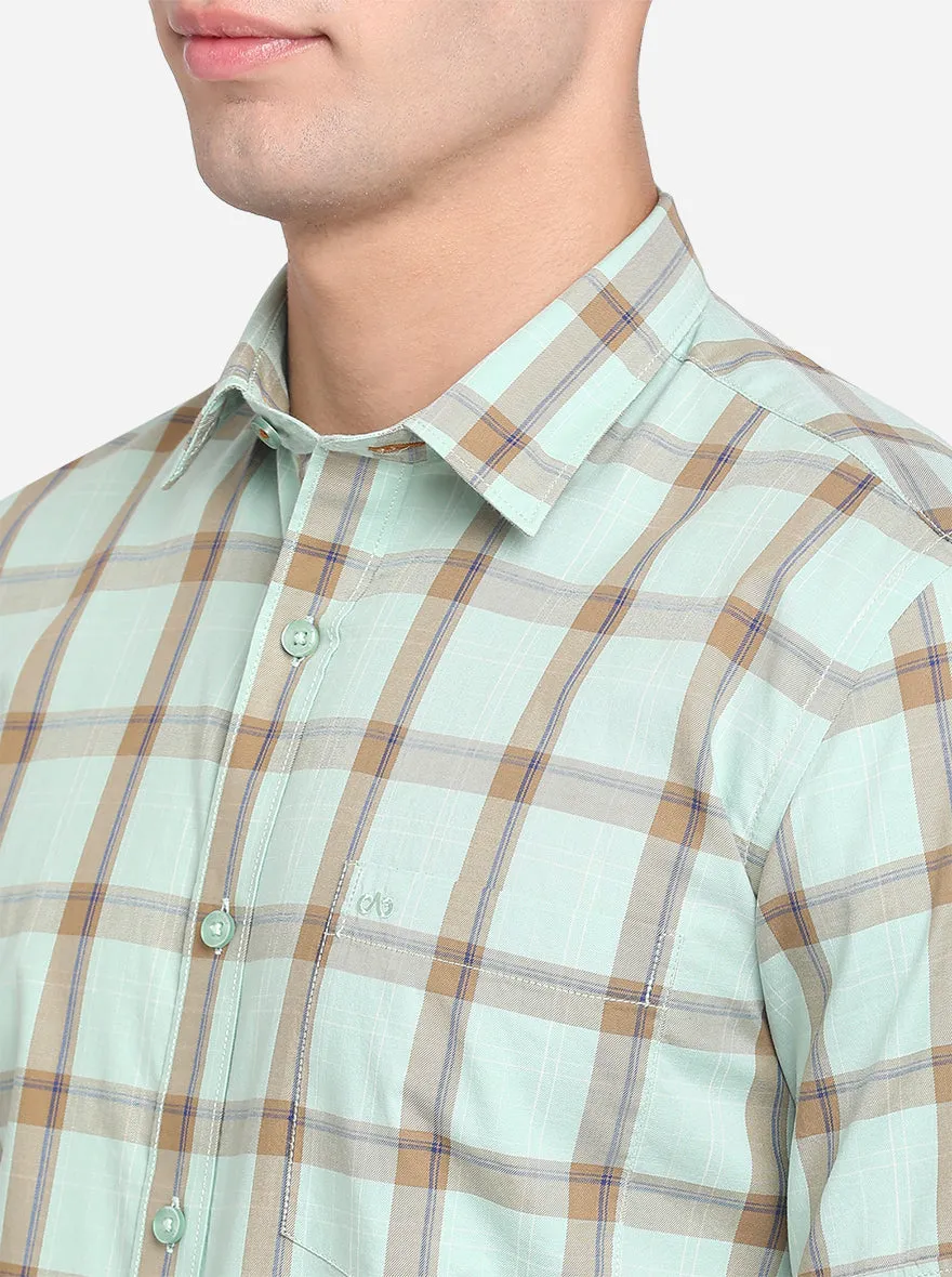 Hemlock Green Checked Slim Fit Casual Shirt | JadeBlue