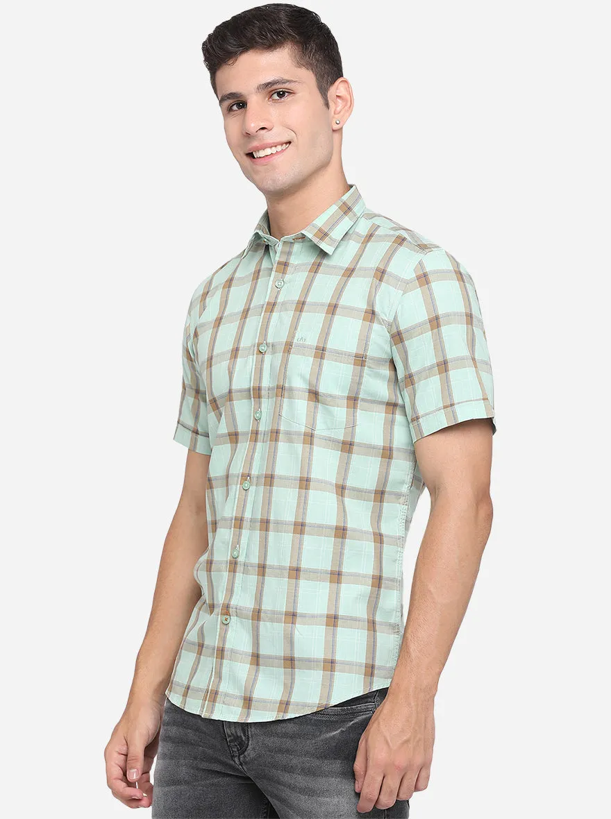 Hemlock Green Checked Slim Fit Casual Shirt | JadeBlue