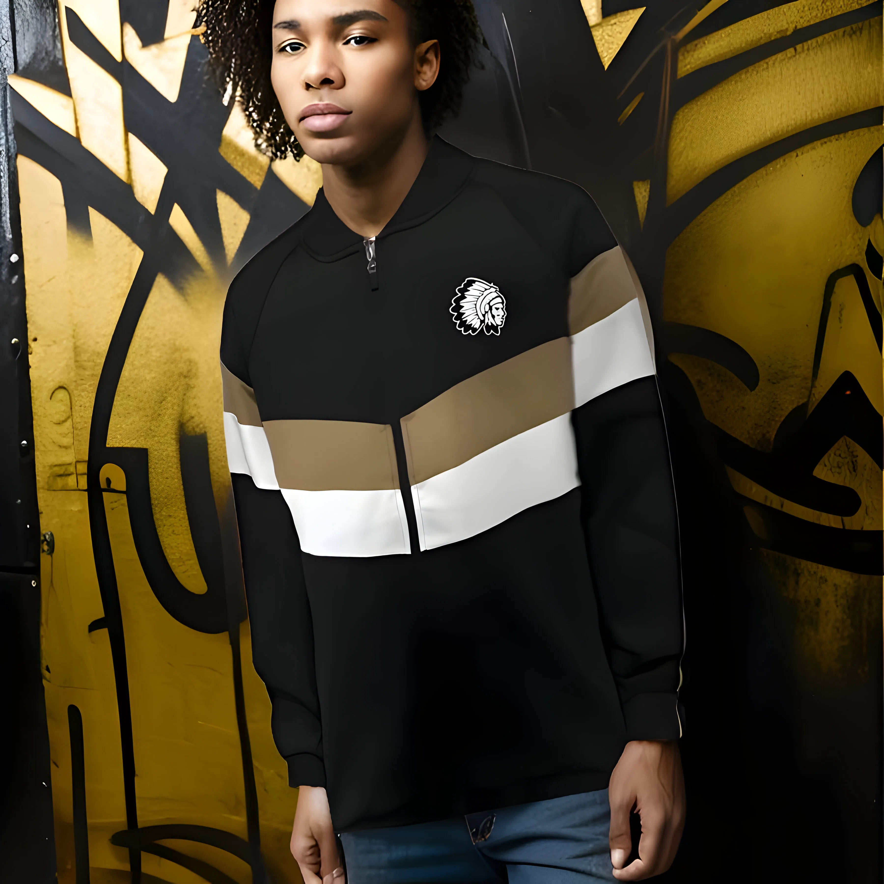 ^HUSTLE GANG^ (BLACK-MULTI) ZIP UP TRACK JACKETS