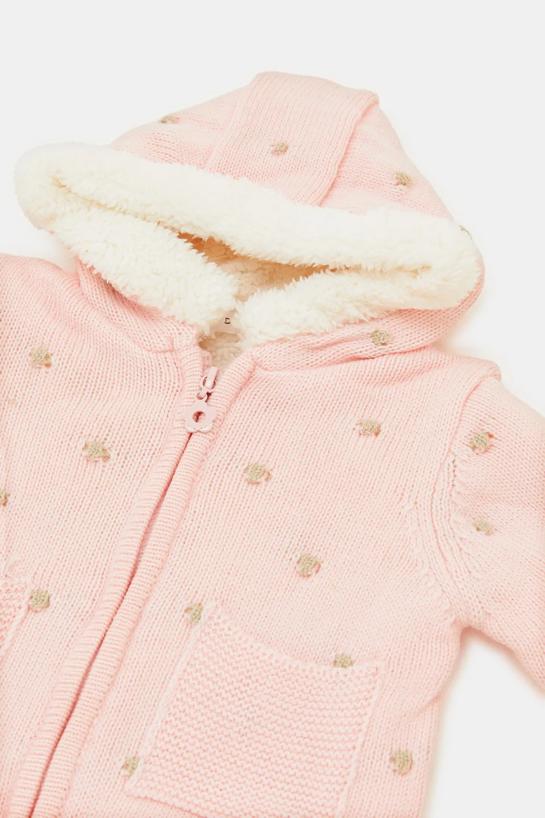 Infant Girls Pink Hooded Cardigan