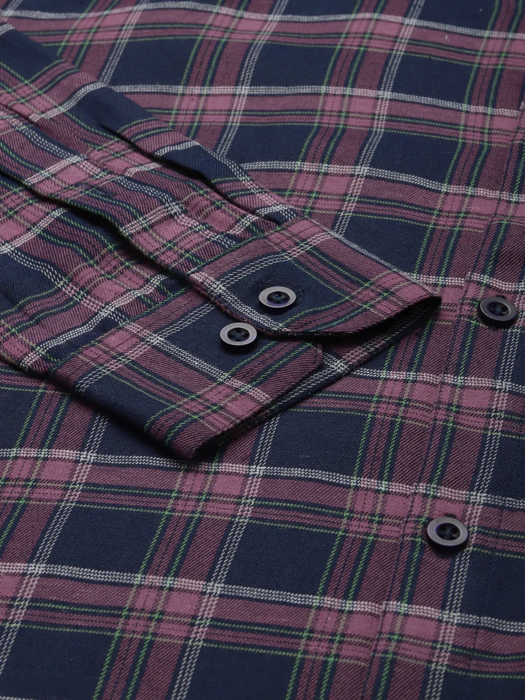 Jashvi Pink Men's Formal Cotton Checked Shirt