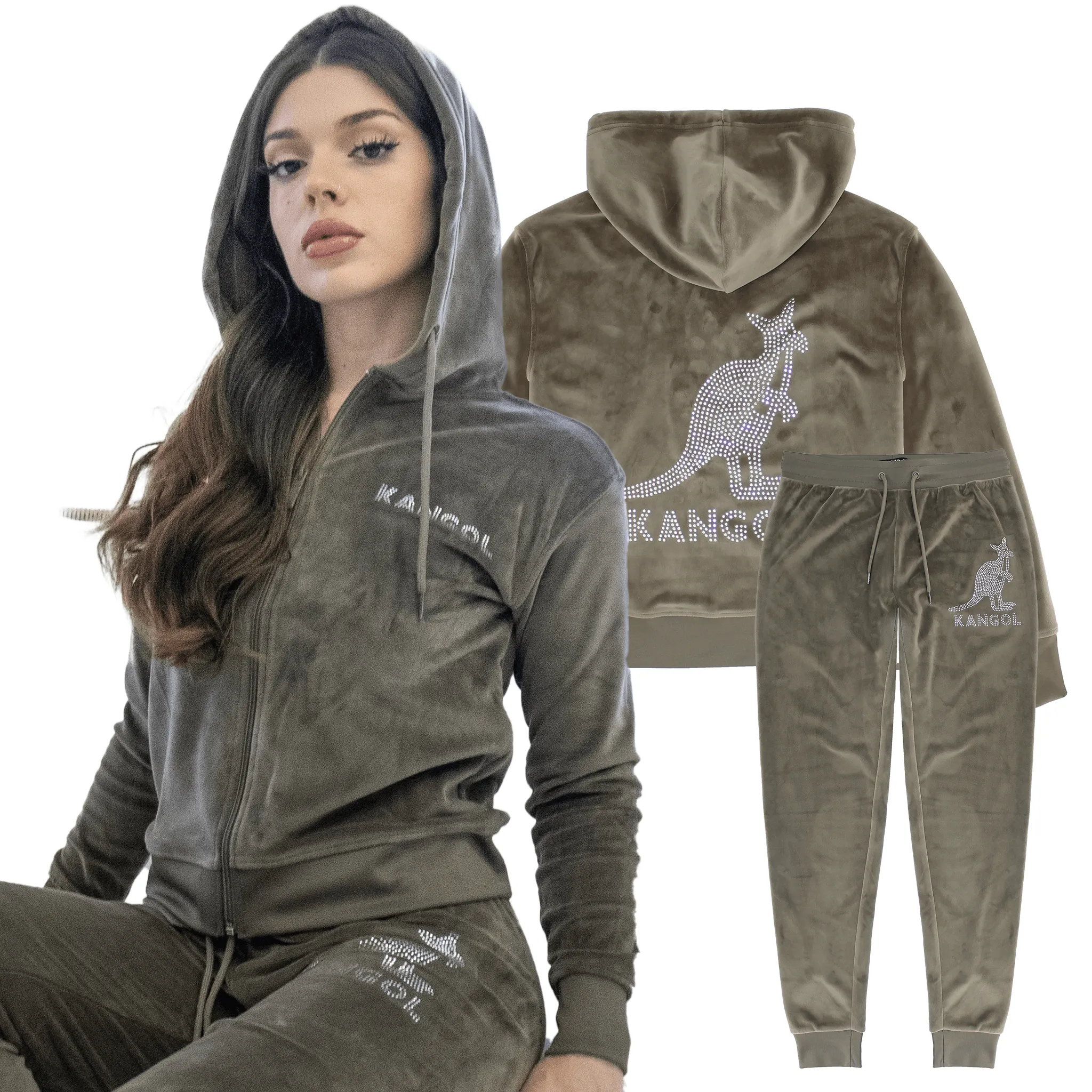 Kangol Velour Crystal Zip Hoodie