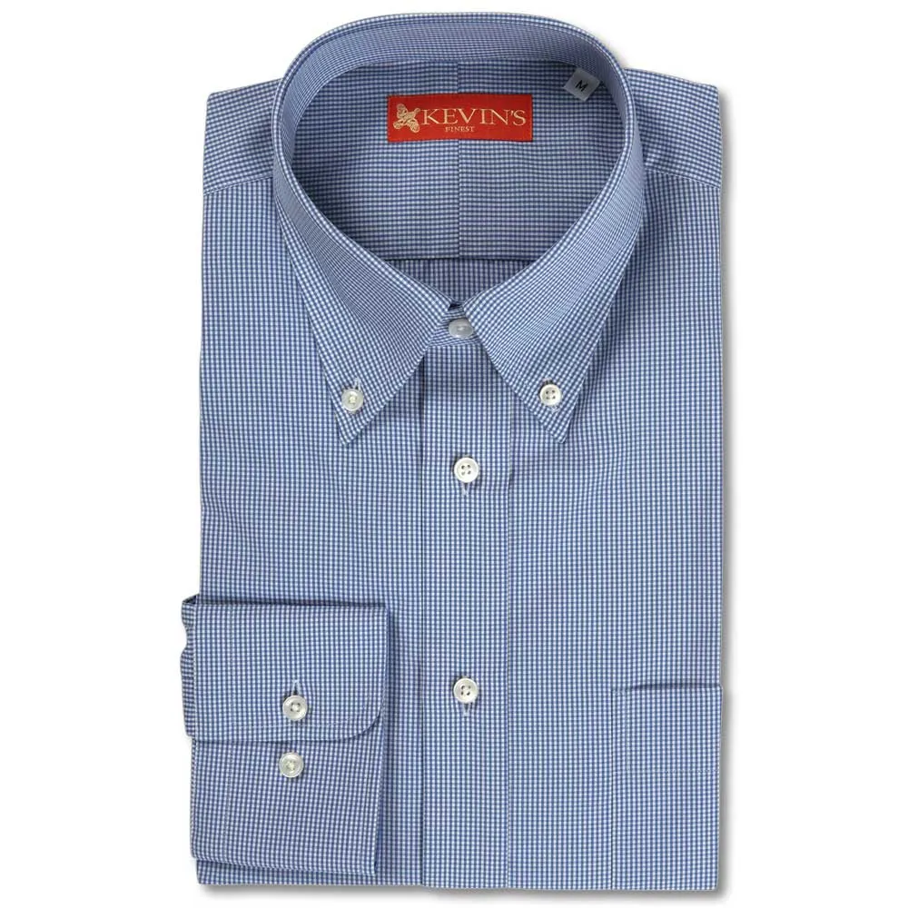 Kevin's Finest Classic Blue Gingham Long Sleeve Dress Shirt