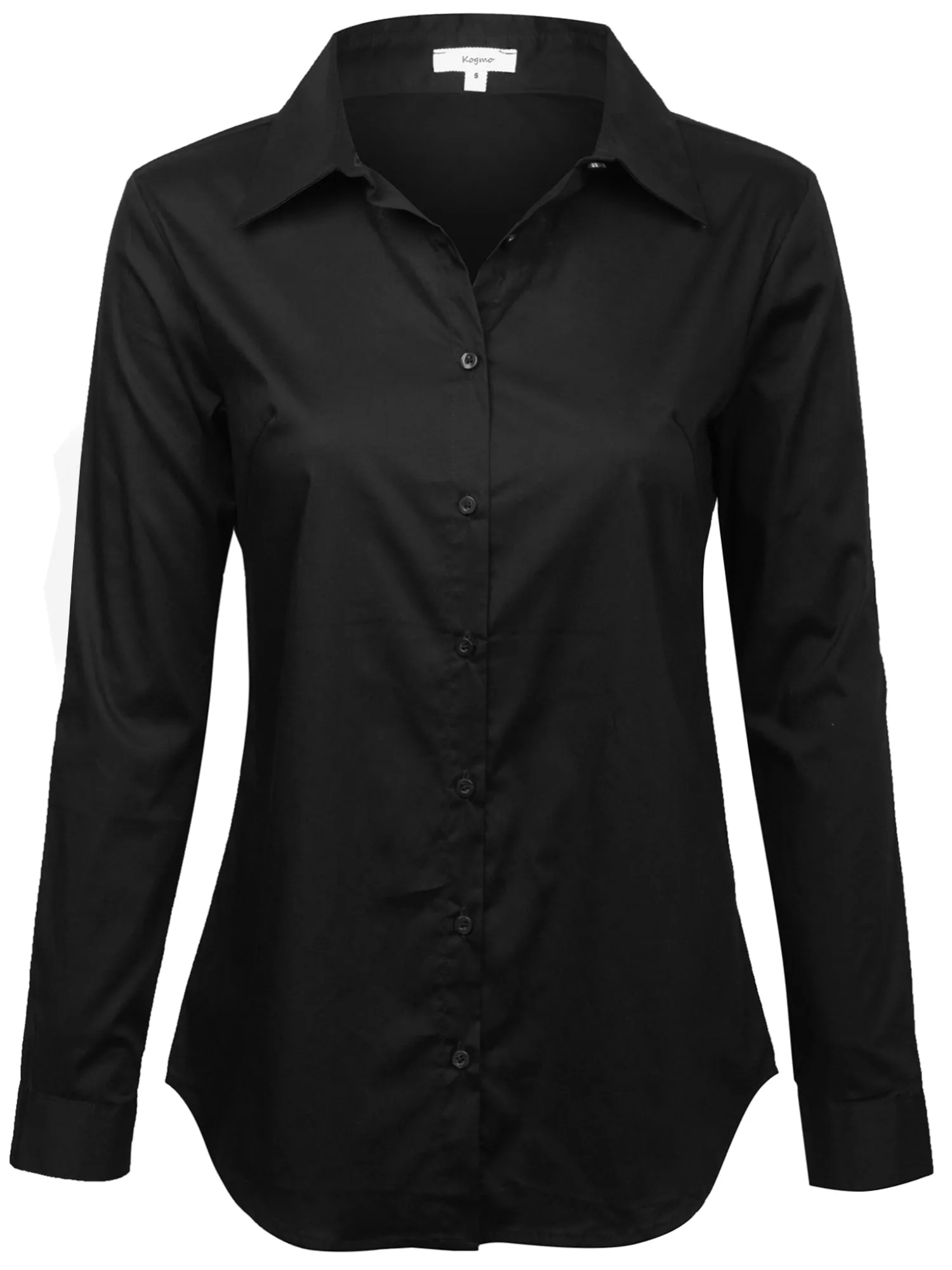 KOGMO Women's Basic Long Sleeve Button Down Shirts Office Work Blouse Regular Fit (S-3X)