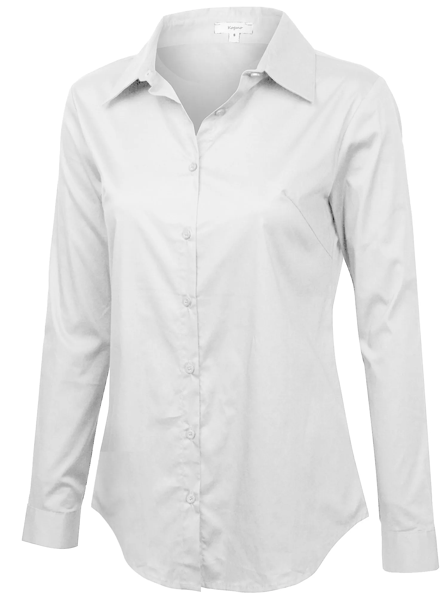 KOGMO Women's Basic Long Sleeve Button Down Shirts Office Work Blouse Regular Fit (S-3X)