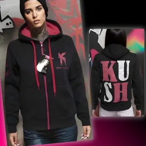 ^KUSH CLOTHING^ (NAVY-PINK) ZIP UP HOODIES FOR WOMEN