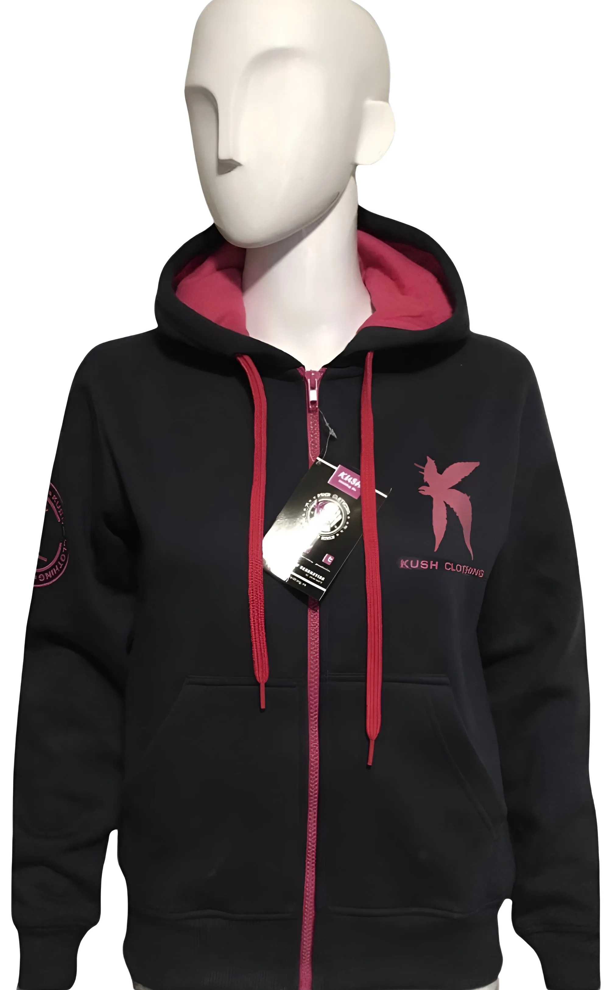 ^KUSH CLOTHING^ (NAVY-PINK) ZIP UP HOODIES FOR WOMEN