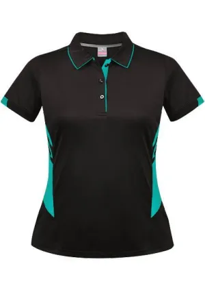 Ladies Tasman Polo Black/Teal